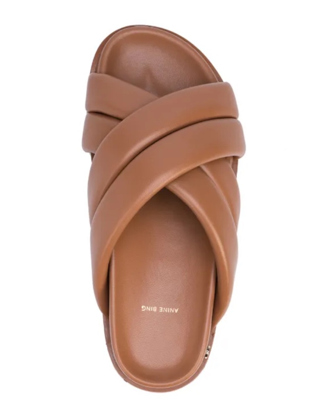 Anine Bing Padded Crisscross Slide Sandals in Brown-Tan